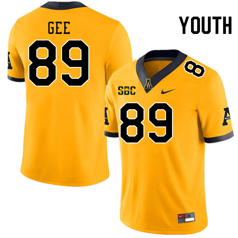 Youth #89 Bryce Gee Appalachian State Mountaineers College Football Jerseys Stitched-Gold